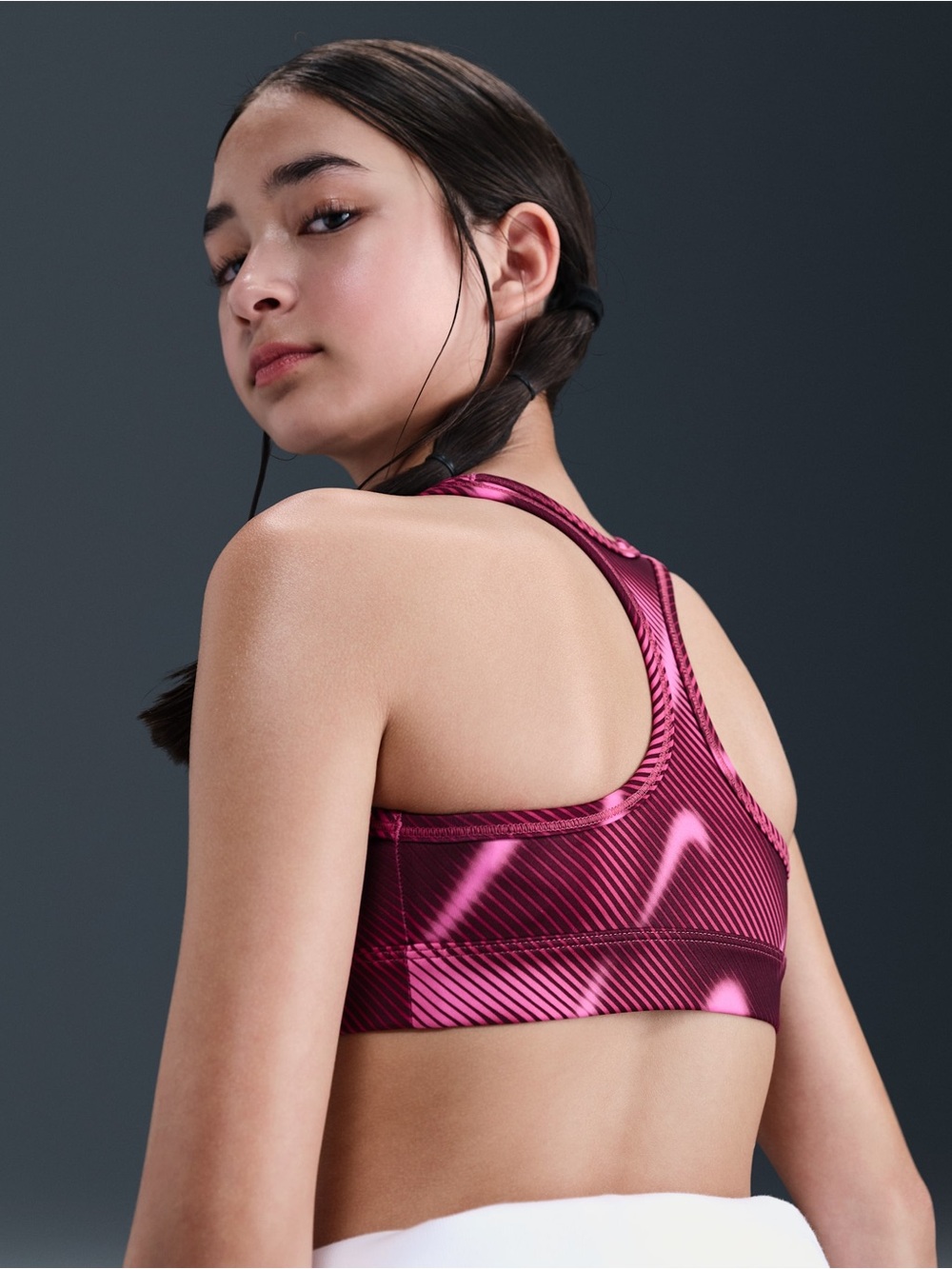 2 color options—Nike Pro Swoosh Big Kids' (Girls') Sports Bra